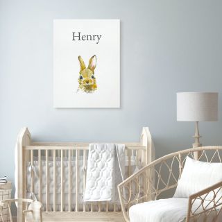 A canvas print of an illustrated bunny, titled 