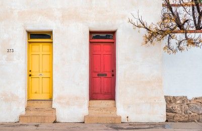 Editorial February 8, 2018: Old colorful historic adobe homes in Tucson Arizona