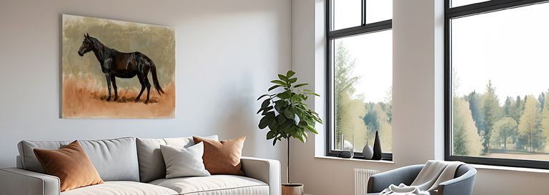Beautiful art gallery wall with various framed prints and canvas prints.