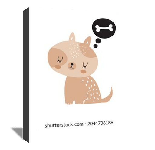 Hand Drawn Vector Illustration with Cute Baby Dog 