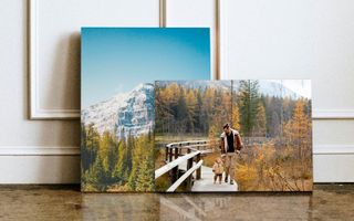 Father and son walking on a path in the forest