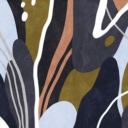 Decorative hand painted image for creative design of posters, cards, packaging, banners, websites, wallpapers, magazines, branding, advertising. Trendy artistic style. Abstract shapes.